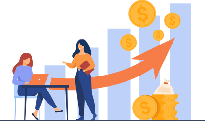 Startup managers presenting and analyzing sales growth chart-2 Startup managers presenting and analyzing sales growth chart-2